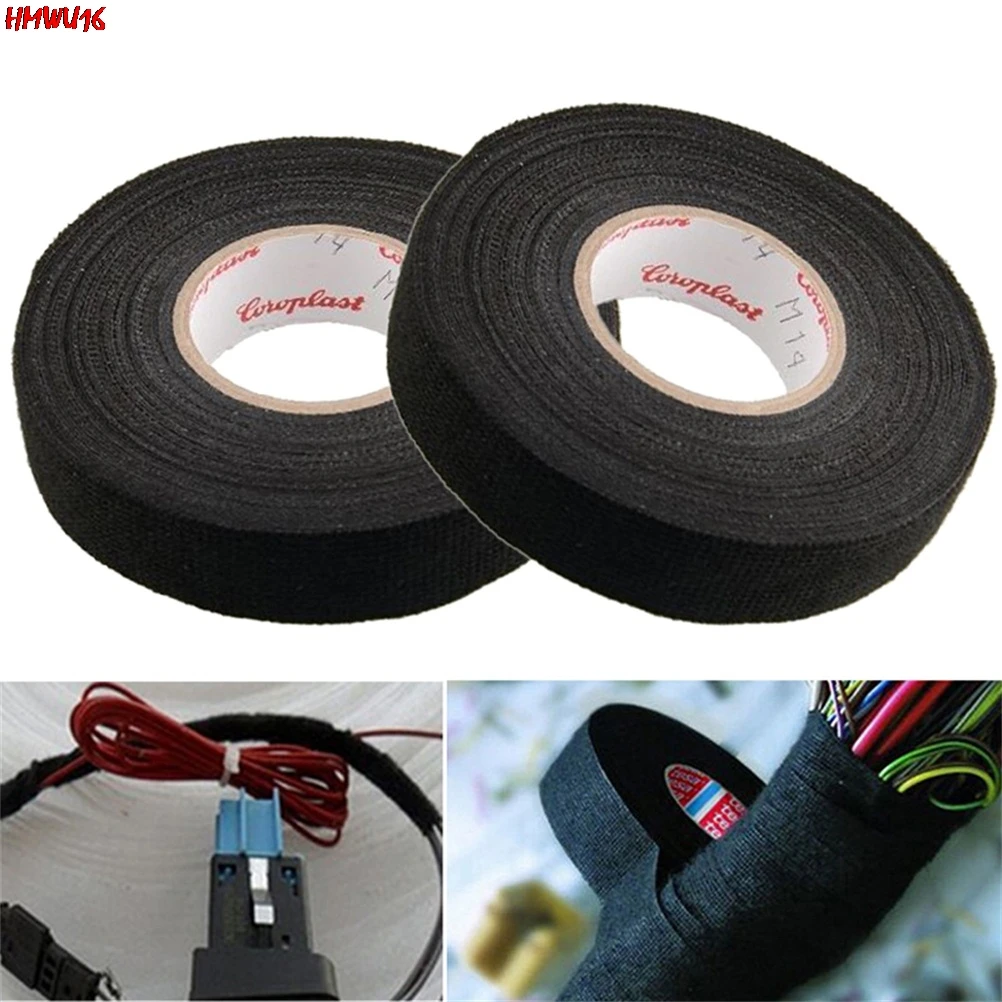 

19mm X 15M 15mx9mm Wiring Harness Tape Strong Adhesive Cloth Fabric Tape Looms Cars Wear-resistant Insulating Electrical Tape