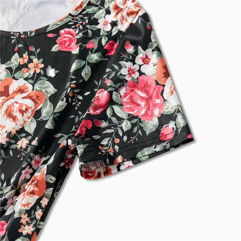 Spring Mommy and Me Clothes Princess Baby Dresses Girl Short Sleeve Floral Mother Daughter 2020 Beach Sundress C0700 | Мать и ребенок