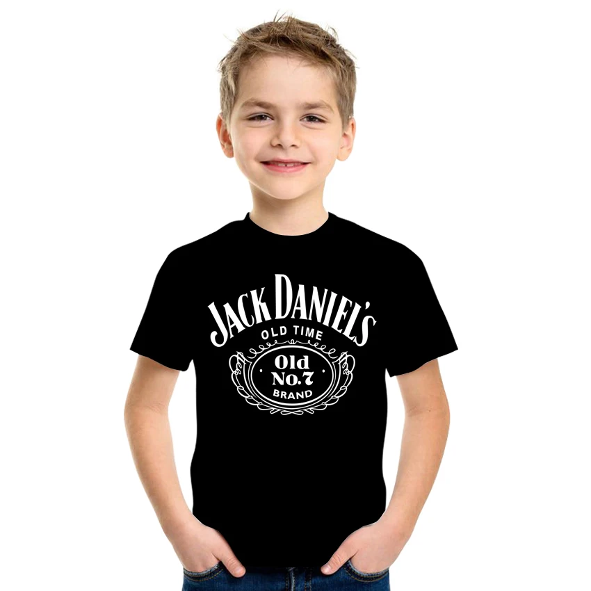 

2021 Summer Boys And Girls 3D Printing Alcohol Casual Round Neck Breathable T-Shirt And Top 100-170