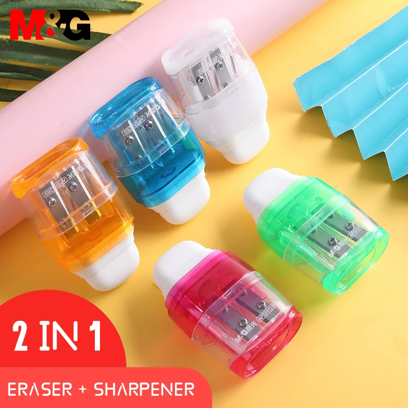 

M&G 2B Sharpener + Eraser 2 In 1 Multifunctional Pencil Cutter Manual Multi-function Children Knife Stationery Planer Sharpener