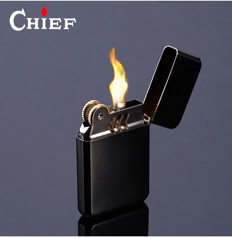 

Chief Copper Flint Lighter Refillable Kerosene Cigarette Lighter Smoking Accessories Luxury Extra Thin Metal Cigar Torch Lighter