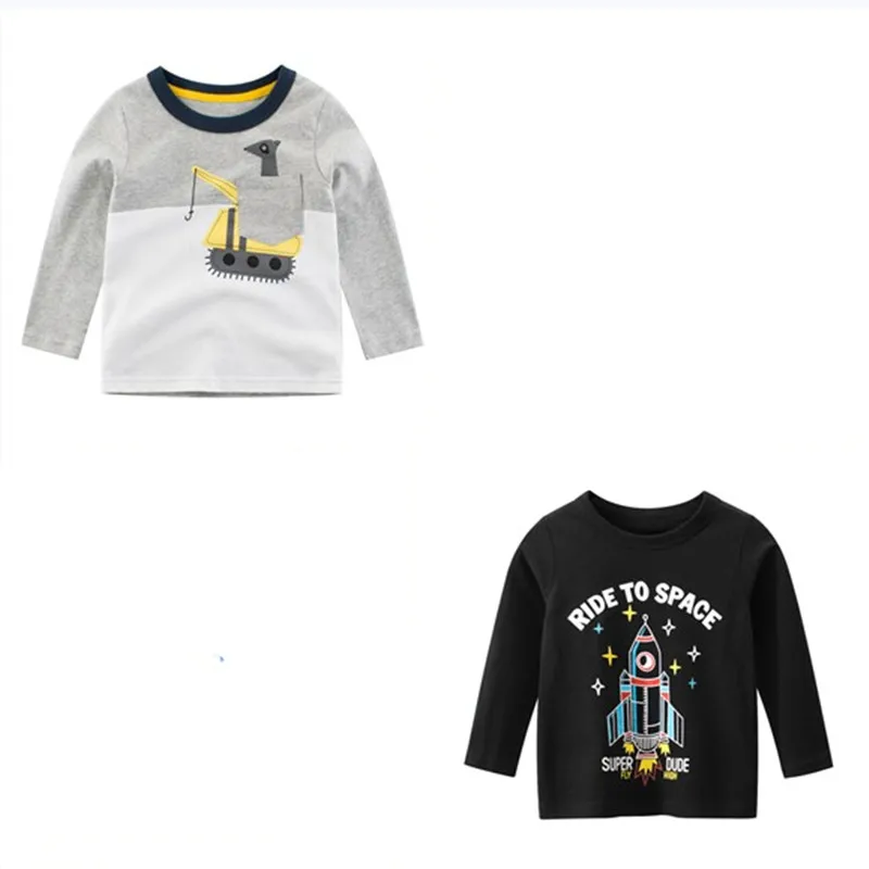 

2 Pieces/Set 2 3 4 5 6 7 Years Boys Autumn Tops T shirts Kids Cartoon Tee Children T shirts for Boys Long Sleeve Cotton Shirt