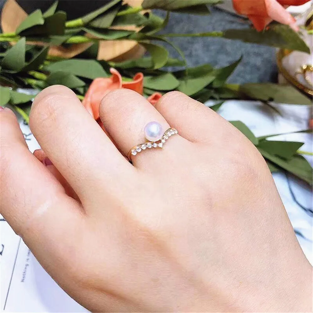 Красивое Брендовое ювелирное изделие кольца для пустотелыми листьями и жемчугом