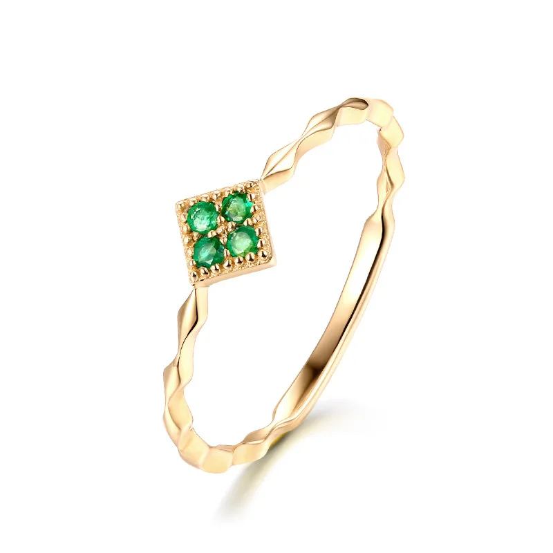 Женские кольца в стиле барокко из чистого желтого золота 14 к с натуральным