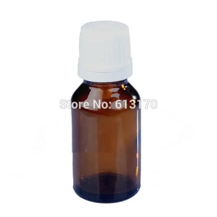 

30pcs 15ML Amber Glass bottles White screw Tamper Proof cap Empty Essential Oil Bottle Juice Serum container small Sample Vial