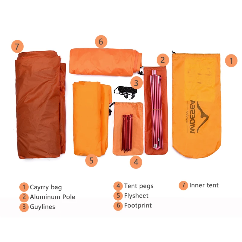 Широкоформатный тент для кемпинга 2 человека Сверхлегкий туристический с