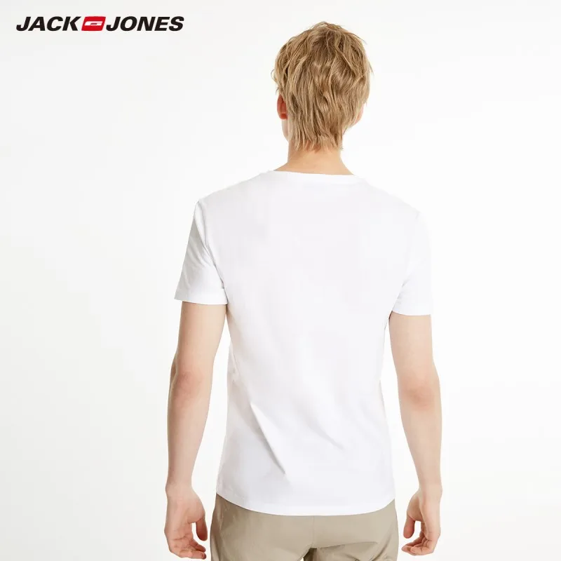 Мужская облегающая футболка JackJones базовая с короткими рукавами и вышитой