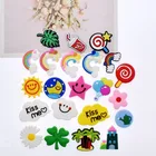 Съемная мягкая резиновая Пряжка для обуви из ПВХ с мультяшным рисунком, детская садовая обувь, украшение для обуви с цветочной вышивкой