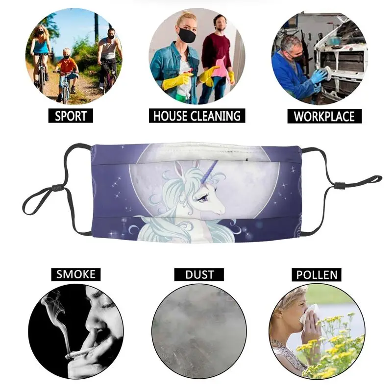 

Full Moon Unicorn Washable Mouth Face Mask Mythology Fantasy Legendary Creature Mask Anti Haze Dust Protection Respirator Muffle