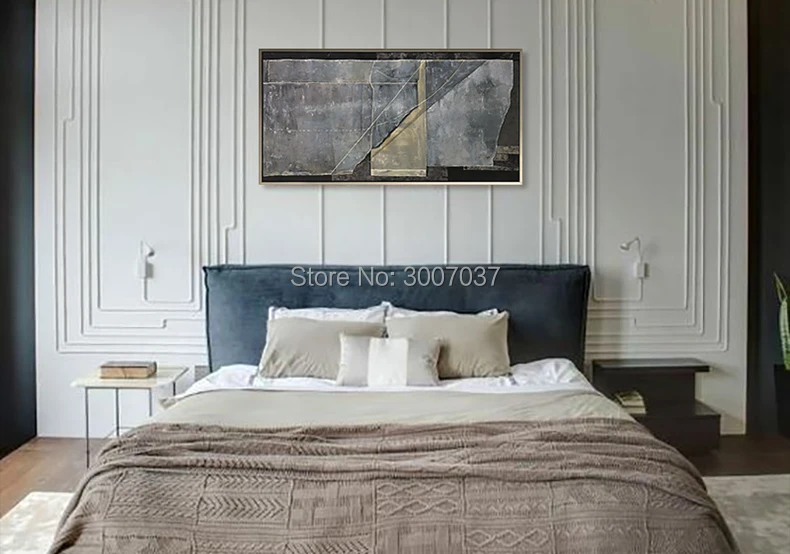 100% ручная роспись высокого качества абстрактный холст серый цвет абстрактная