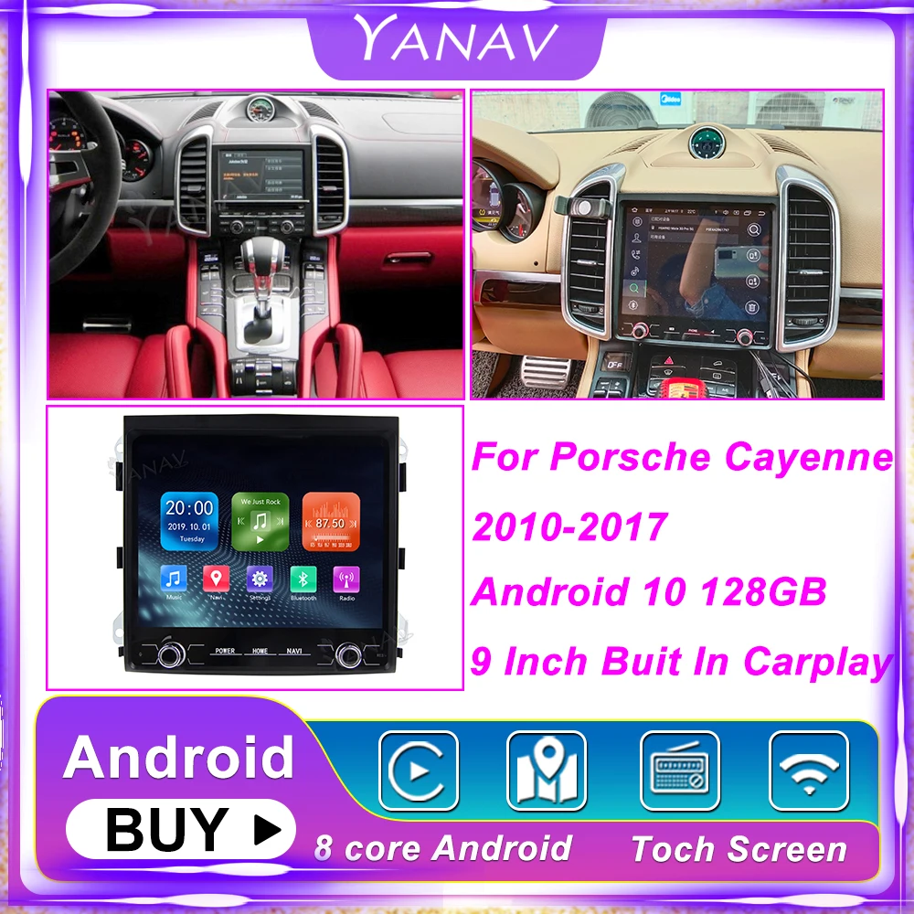 

128G 9 дюймов для Porsche Cayenne 2010-2017 Android 10 Автомобильная GPS-навигация Carplay головное устройство мультимедийный плеер радио ленточный рекордер