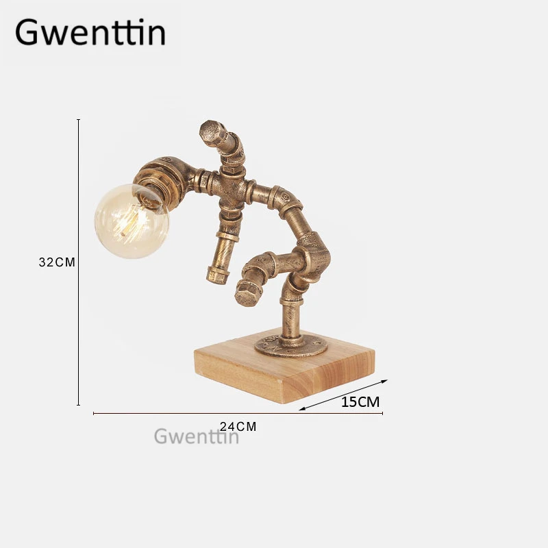 Винтажные настольные лампы в стиле робот с водопроводной трубкой светодиодная
