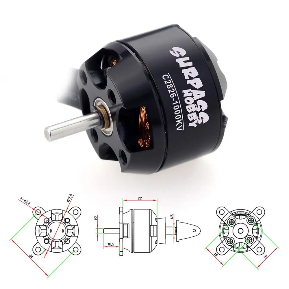 

2826 1000KV 1900KV 14 Poles Brushless Motor For RC 100g-350g Airplane Fixed-wing Glider Warbirds Aircraft