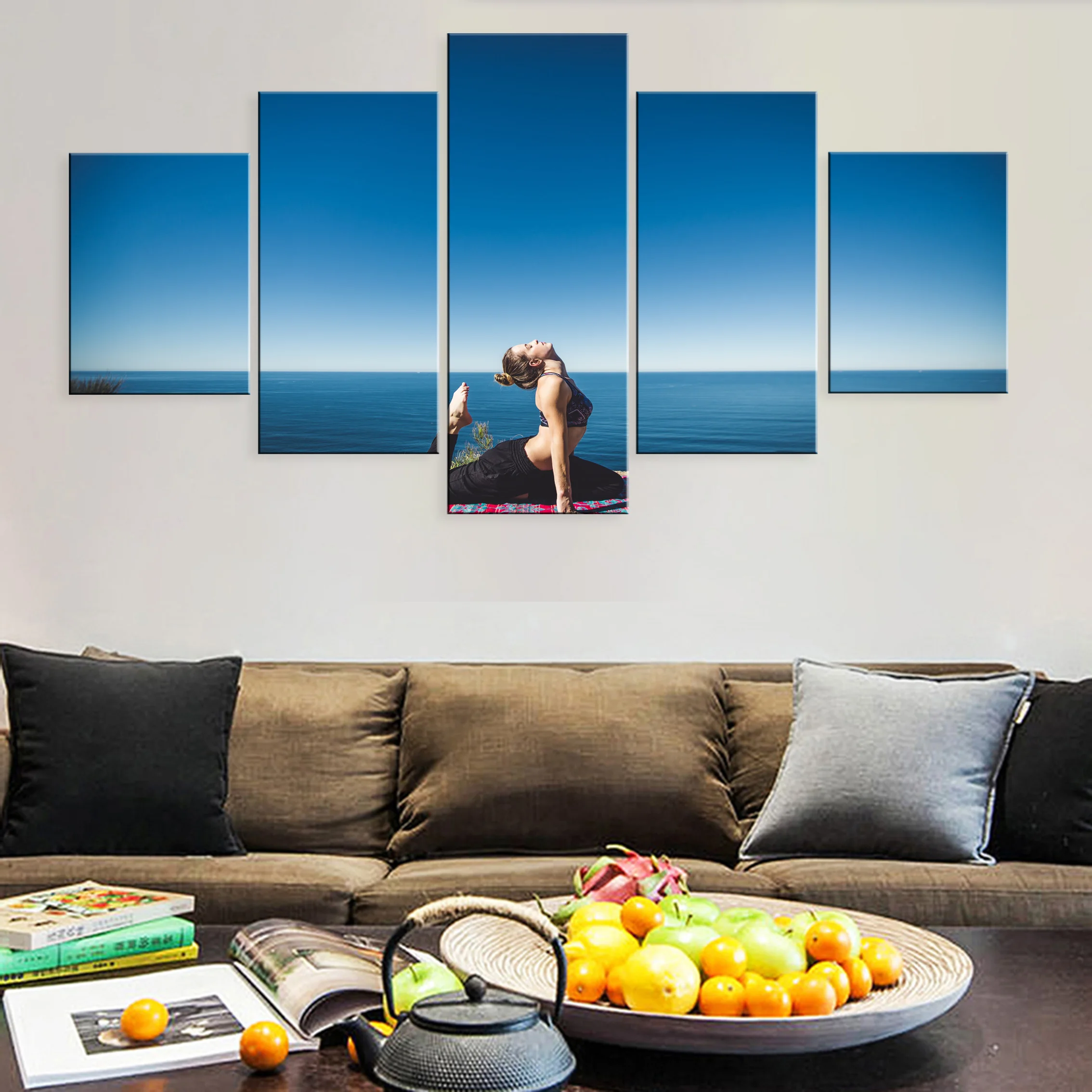 

Hd Beauty Yoga Sport Printed Decoration Modern 5 Pieces Artwork Modular Poster Painting Canvas For Living Room Home Framework