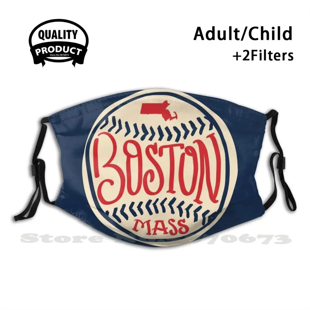 

Hand Drawn Baseball For Boston With Custom Lettering Reusable Mouth Mask Filter Cool Funny Masks Boston Boston Red Red Red Sox