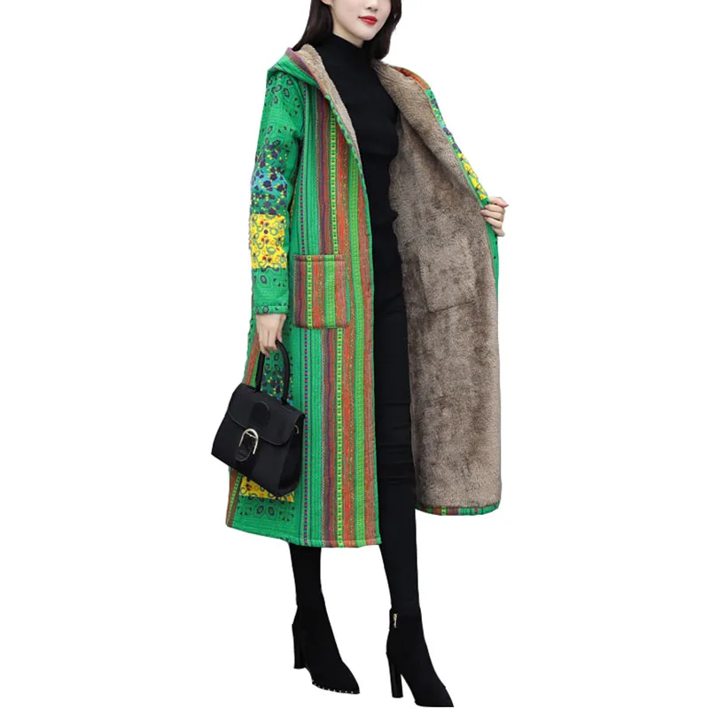 

Женская хлопковая льняная куртка средней длины, с капюшоном