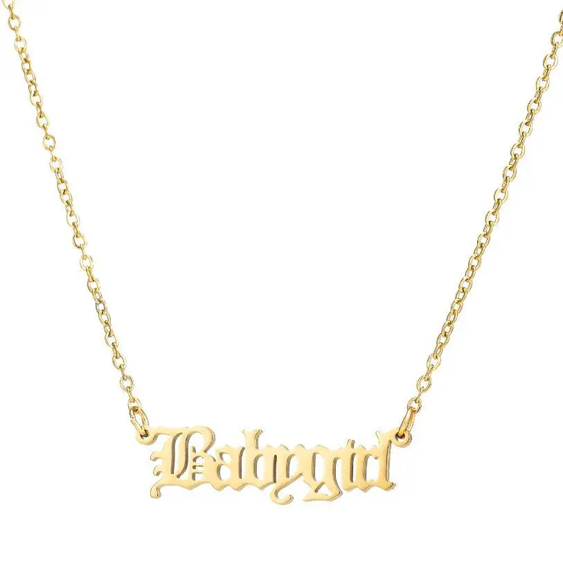 

Angel Choker Baby Charm Necklace For Girl Prince Princess Pendant Necklaces Stainless Steel Jewelry Letter Babygirl Collar Gift