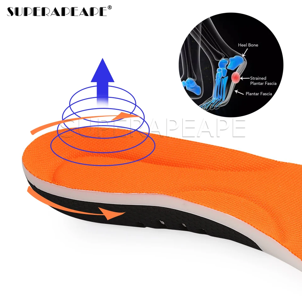 Orthotic Sport insoles orthopedic arch support Shock Absorption Running Stable Fixed heel Foot Pain Relief Inner Sole for Shoes