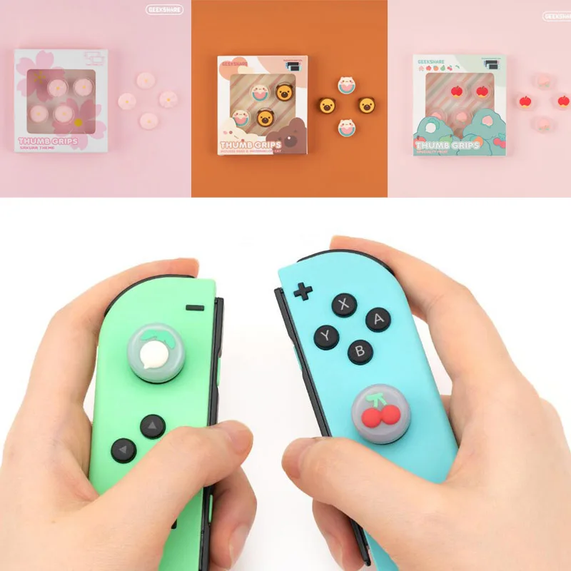 

Cute Girl Flower Sakura Fruit Pear Orange Thumb Stick Grip Cap Joystick Cover For Nintendo Switch Lite NS oy-con Controller Case