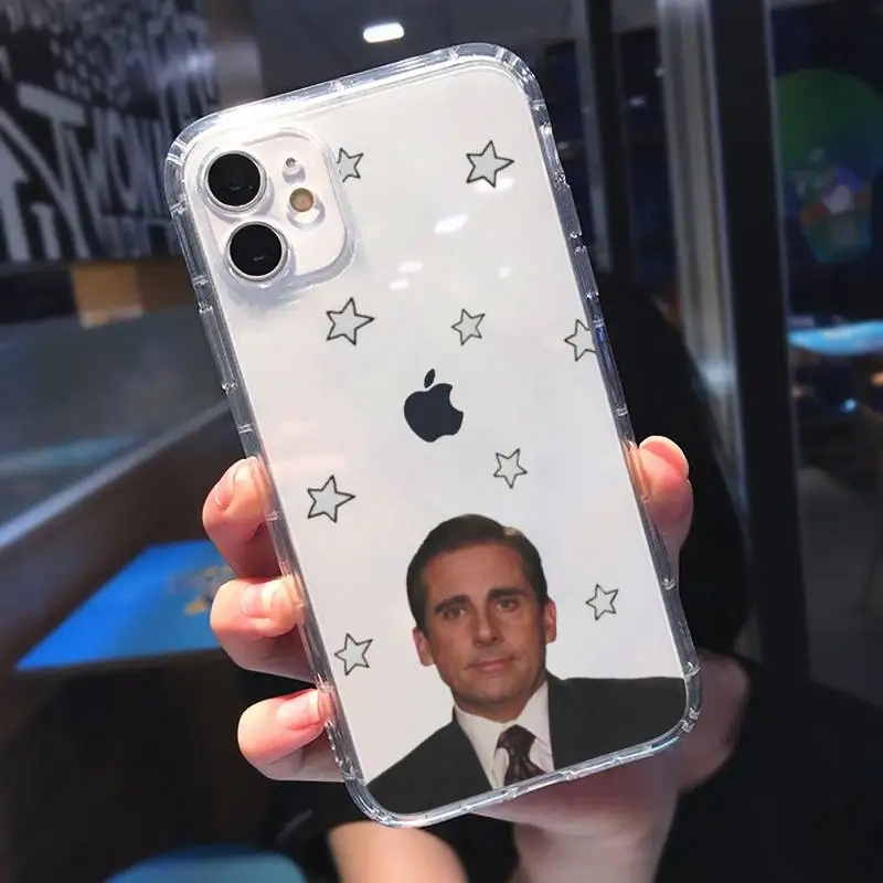 

Michael Scott The Office Phone Case Transparent for iPhone 11 12 8 7 6 5 s mini pro X XS XR MAX Plus SE soft cover