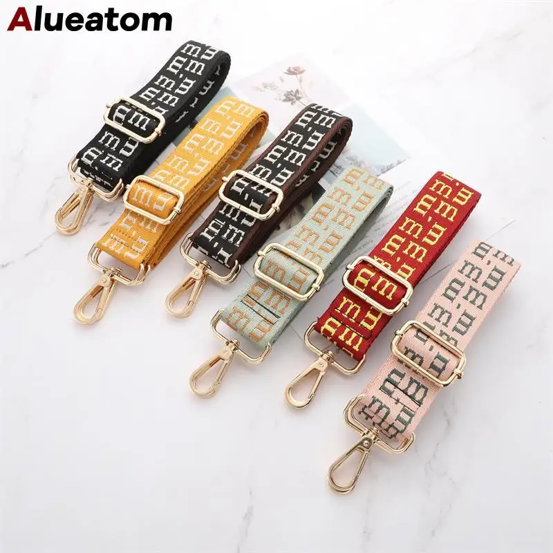 

Нейлоновый/хлопковый ремешок для сумок, цветные ремни для женщин, сумка-мессенджер через плечо, аксессуары, регулируемые ремни с вышивкой