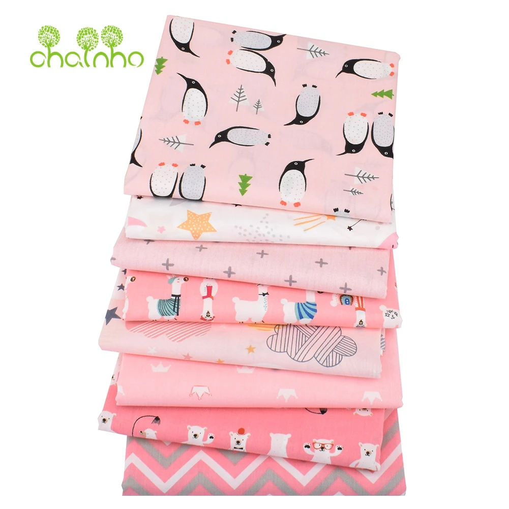 Chainho 8 шт./лот серия Pink Penguin & Bear саржевая хлопчатобумажная ткань с принтом
