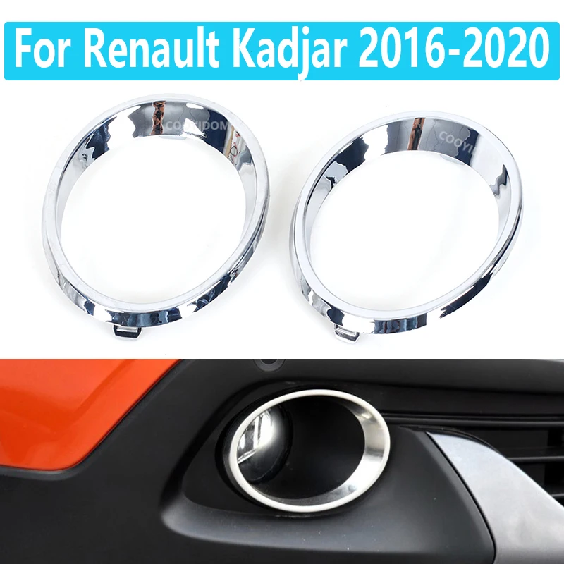 

2PCS front fog lamp shade For Renault Kadjar 2016 2017 2018 2020 Car Front Fog Light Lamp Cover Frame Trim Bezel Garnish
