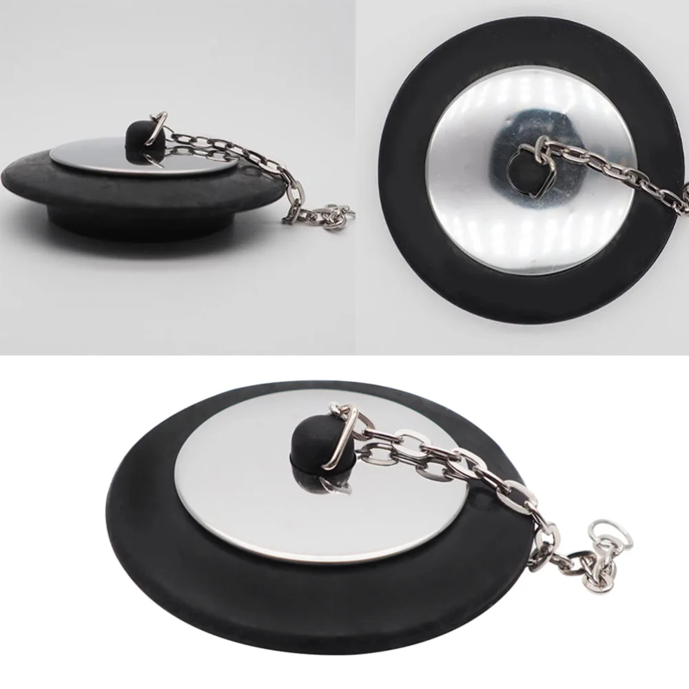 

Rubber Choke Bathtub Drain Stopper with Chain Bath Plug Drain Tub Stopper for Home and Hotel (Style A)
