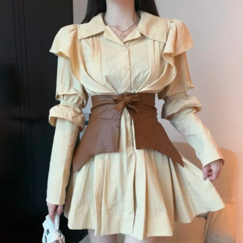 WKOUD EAM женский новый галстук-бабочка из искусственной кожи с широким поясом