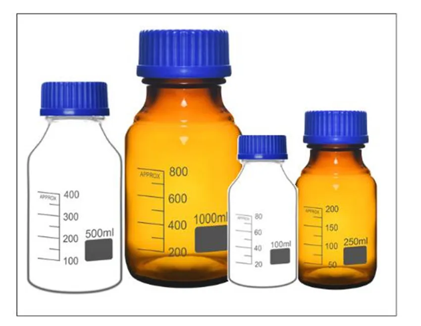 Синяя кепка флакон для реактивов прозрачный/Brown50-2000ml с резьбовым горлом из