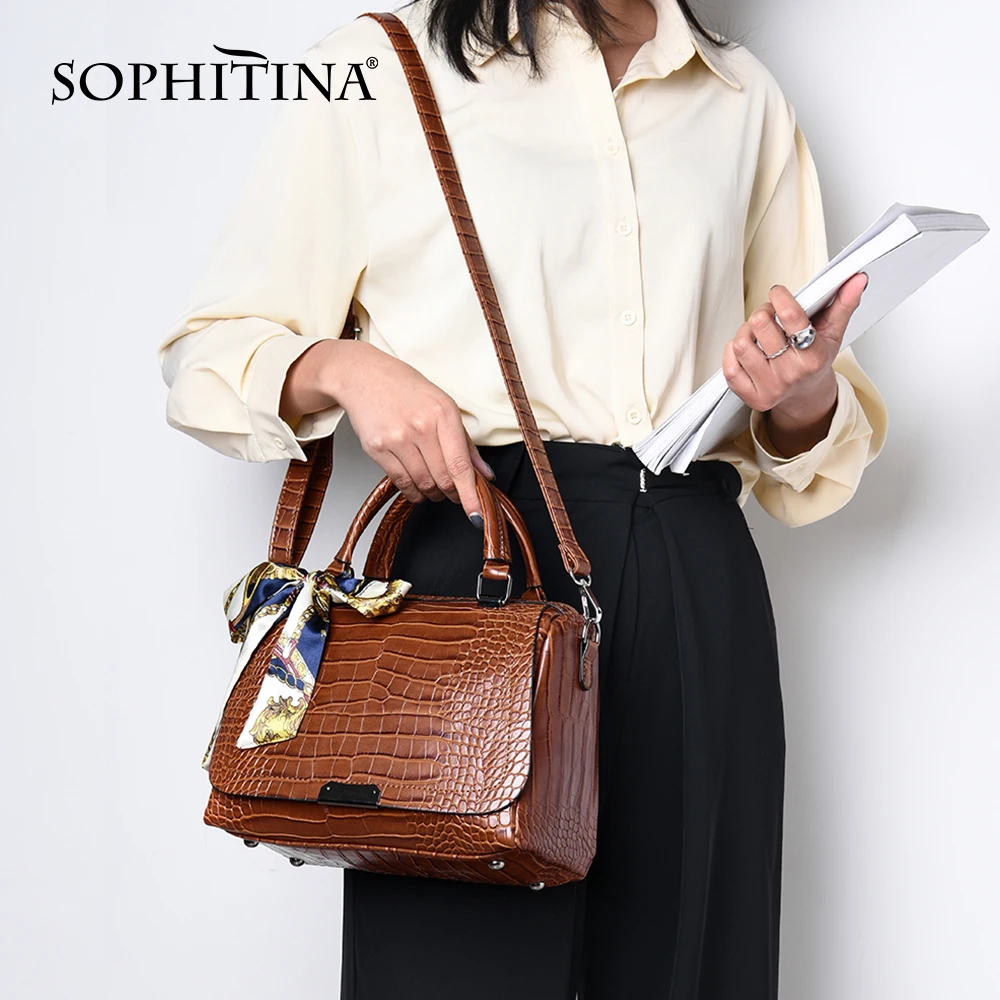 Многофункциональные женские сумки мессенджеры SOPHITINA украшенные лентами и