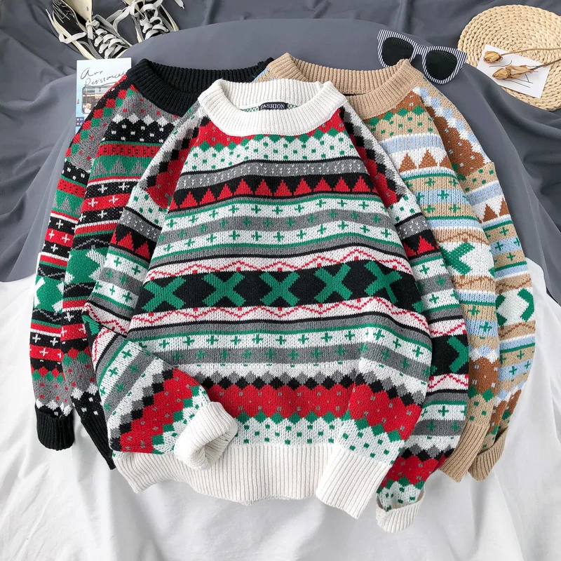 

Осенне-зимняя новая рубашка в стиле пэчворк контрастных цветов Мужской Модный пуловер в Корейском стиле с круглым вырезом для пары верхняя ...