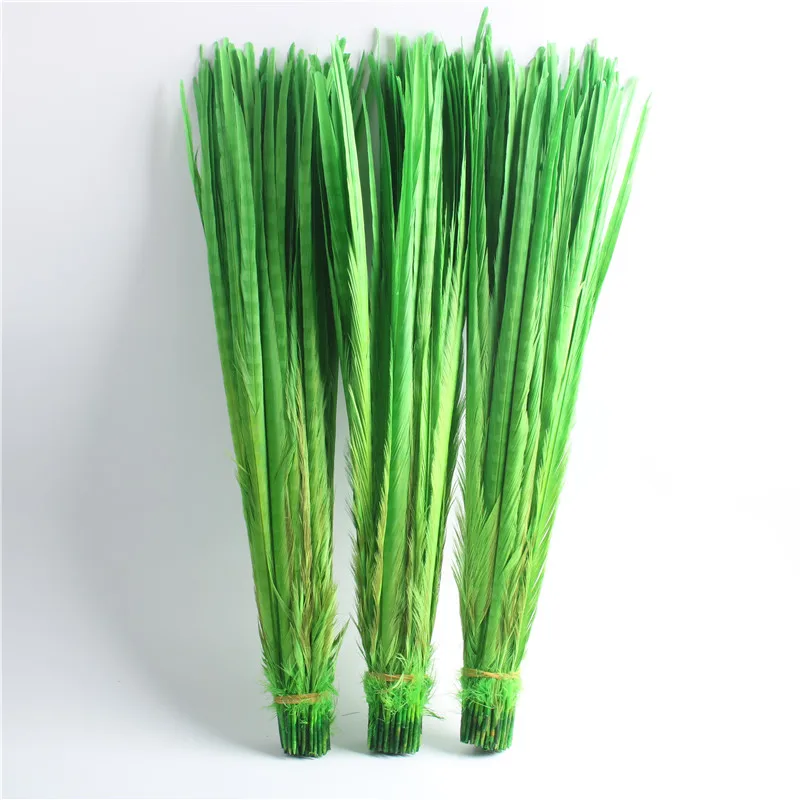 Lote de Plumas de fais&aacute;n verde para decoraci&oacute;n, lote de 50 unids/lote de Plumas de la cola de 50-55cm/20-22 pulgadas para bailarinas, bricolaje-0