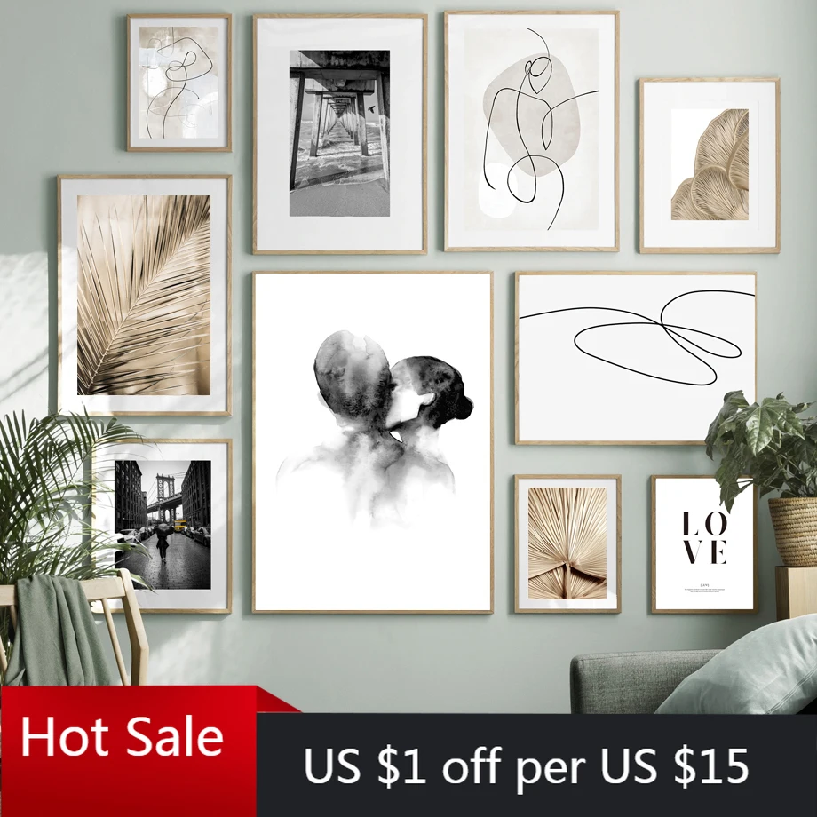 Скандинавская винтажная Картина на холсте с изображением листа банана поцелуя