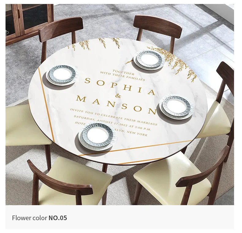

European Style Kawaii Round Table Cloths Table Cover Mat Kitchen Pattern Oil cloth Glass Soft Cloth Tablecloth Crystal Boards