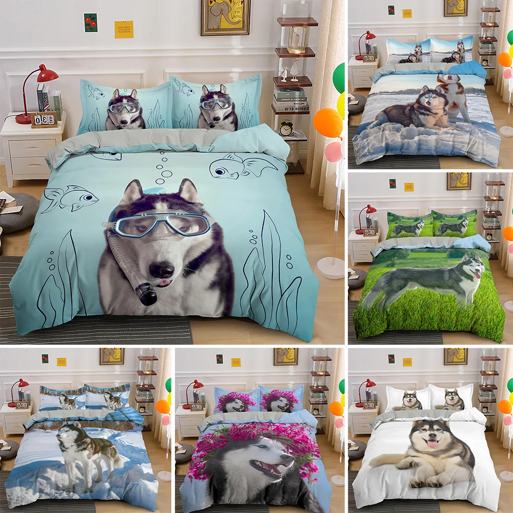 

3D Animal Husky Pet Dog Luxury Bedding Set Adults Teen Queen King Duvet Cover With PillowCase Quilt Covers 2/3PCS Drop Shipping