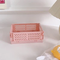 foldable plastic desk organizer collapsible plastic folding storage box basket cosmetic container desktop holder for office home