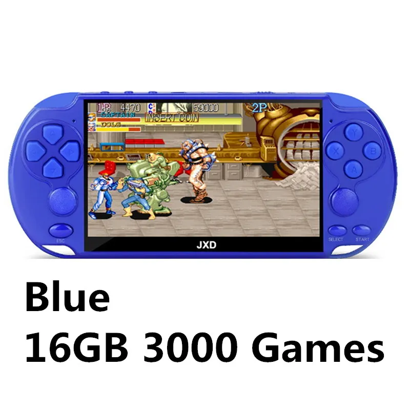 JXD 48 ГБ 128 бит портативная игровая консоль 5,1 дюймов MP4 видео игровая консоль Встроенная 9450 игра для аркадных игр/gba/gbc/snes/fc/smd детский подарок - Цвет: Blue 16GB3000 games