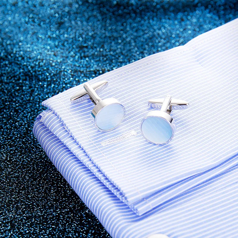 Запонки с круглым морем вечерние французские запонки в подарок на день отца