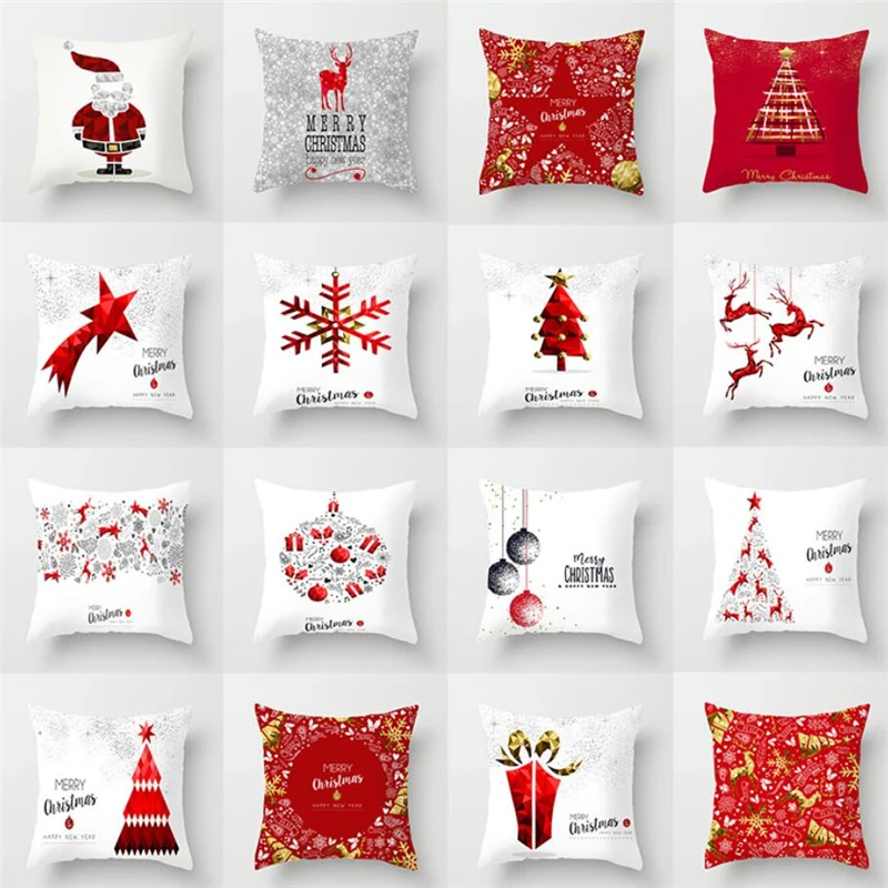 

45*45cm Christmas Cushion Cover Fashion Pillowcase Sofa Cushions Pillow Cases Festive Printing Pillow Covers Home Decortion