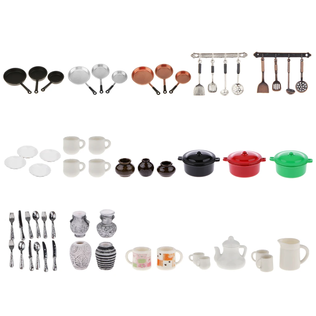 Миниатюрная кухонная утварь для кукольного домика посуда металлическая