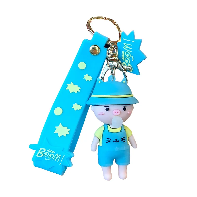 

WANGAIYAO bubble blowing girl cute cartoon silicone pvc soft rubber doll car key chain pendant bag pendant keychain