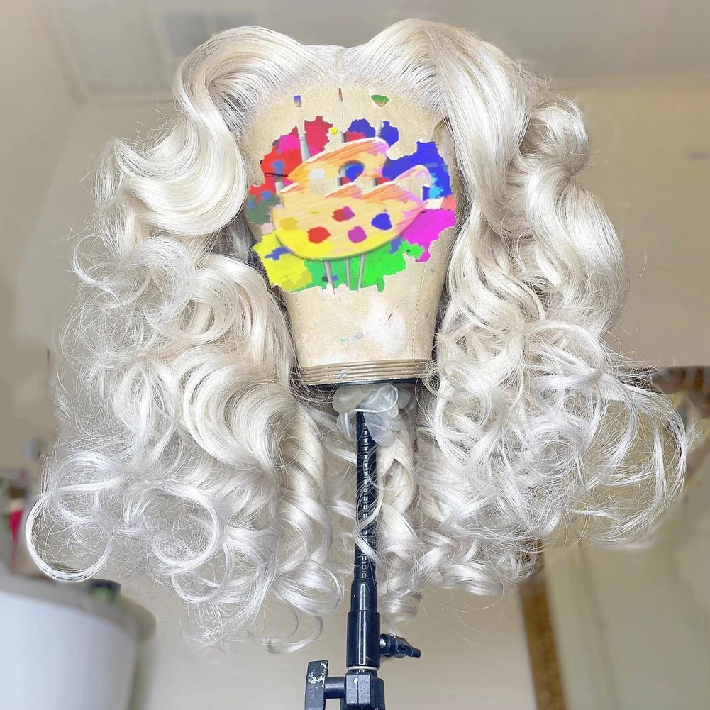 

HD Transparent Lace Frontal Wig Snow White Curly Human Hair Wig for Women Bleached Knots Remy Hair 13x4/13x6 Lace Front Wig