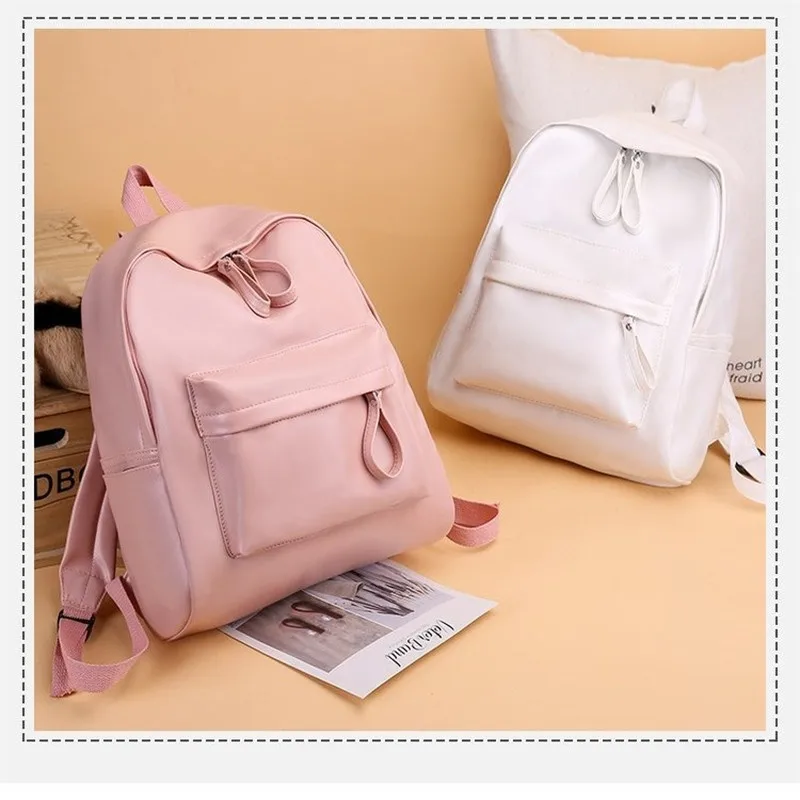 

College student bag 2020winter new trend solid color campus backpack fashion travel commuter PU backpack mens bookbag bagsbags