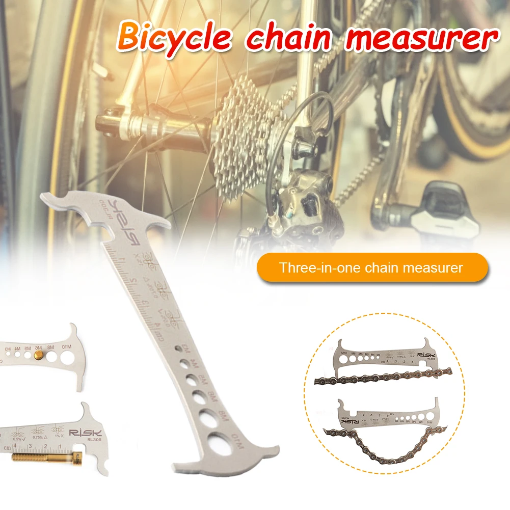 

Stainless Steel Go/No-go Bike 3 In 1 Chain Checker MTB Bike Road Bicycle Chain Wear Loss Indicator Checker W/Chain Hook Dropship