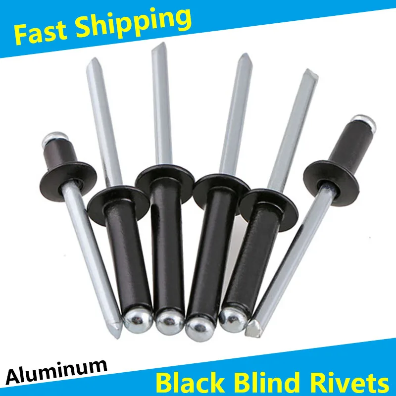 

Black Aluminium Dome Round Head Pop Open Hollow Pull Blind Rivets Decoration Nail Rebite Bolt Dropper Self-plugging Rivet