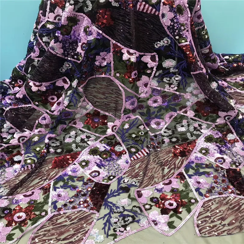 

Nigerian Lace Fabrics African Lace Fabric 2020 High Quality Lace with Sequins French Lace Fabric for Dress latest bh18-15