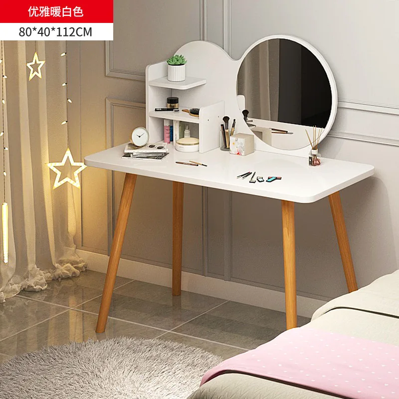

New Nordic Dressing Table Bedroom Storage Cabinet Modern Simple Makeup Table for Bedroom Dressers Vanity Desk with Light Mirror