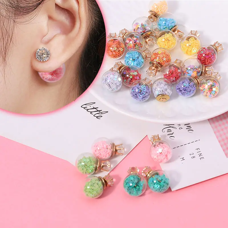 

2021 новые модные трендовые стеклянные серьги со стразами и блестками для женщин зеленые розовые оранжевые желтые 13 цветов на выбор серьги юв...