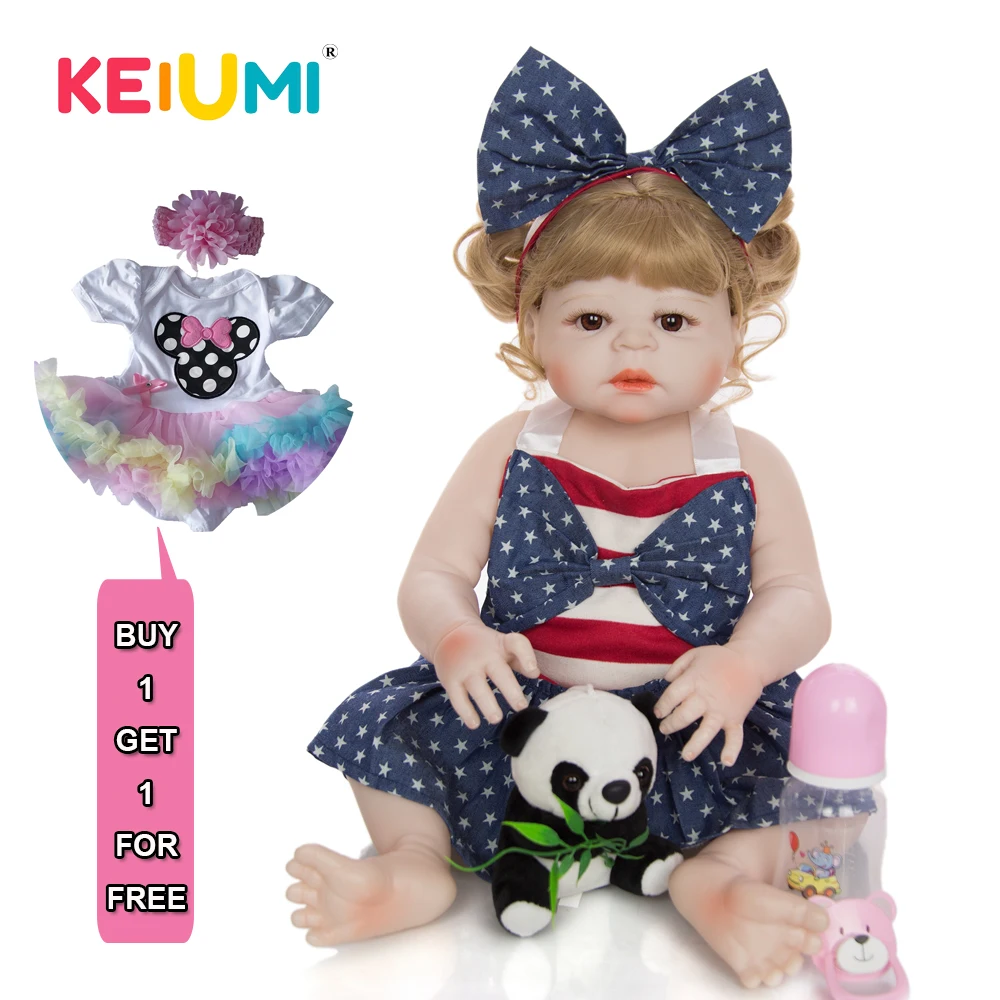 KEIUMI 22 дюймов Новый стиль Reborn девушка кукла полный силиконовые Новорожденные